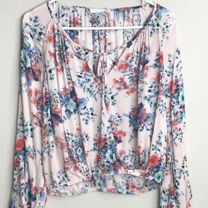 Lush Floral Bell Sleeve Top